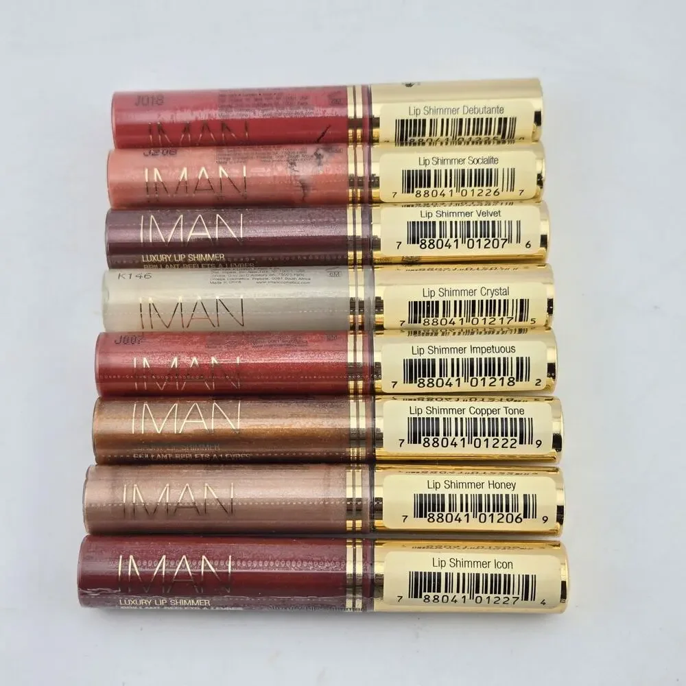 IMAN Luxury Lip Shimmer Lip Gloss Lot Of 8 Assorted Shades Mixed Colors Lot New